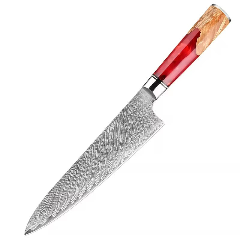 Damascus knife in steel chief boning utility mowing