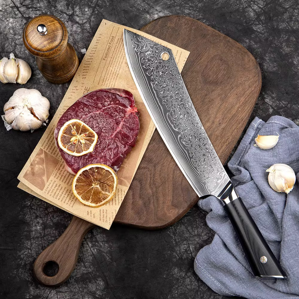 Damascus kitchen knife broadsword professional chef