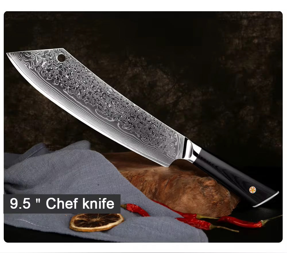 Damascus kitchen knife broadsword professional chef