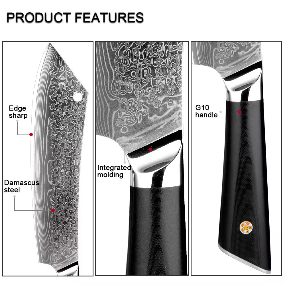Damascus kitchen knife broadsword professional chef