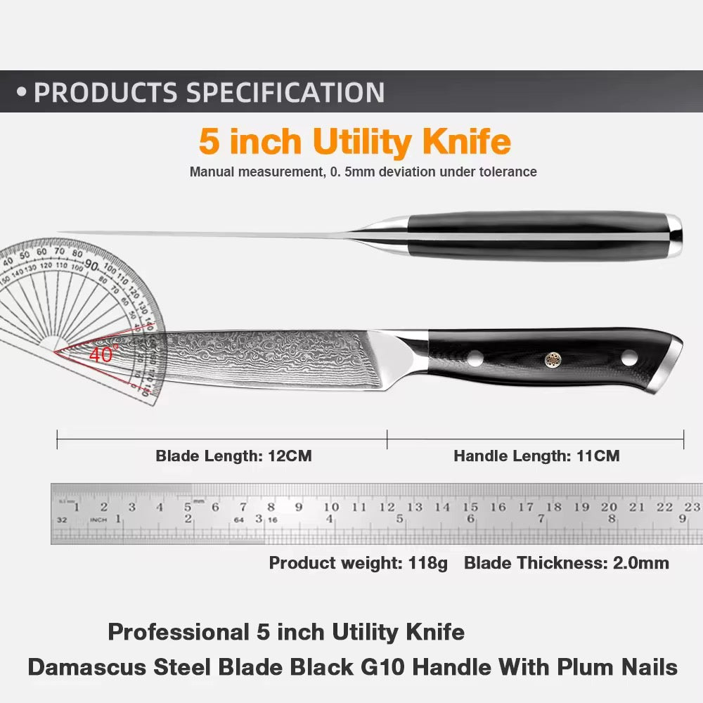 Chef peeler knife black utility knife G10