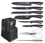 Stainless steel knife set of 9 pieces chef’s knife with scissors and sharpening bars