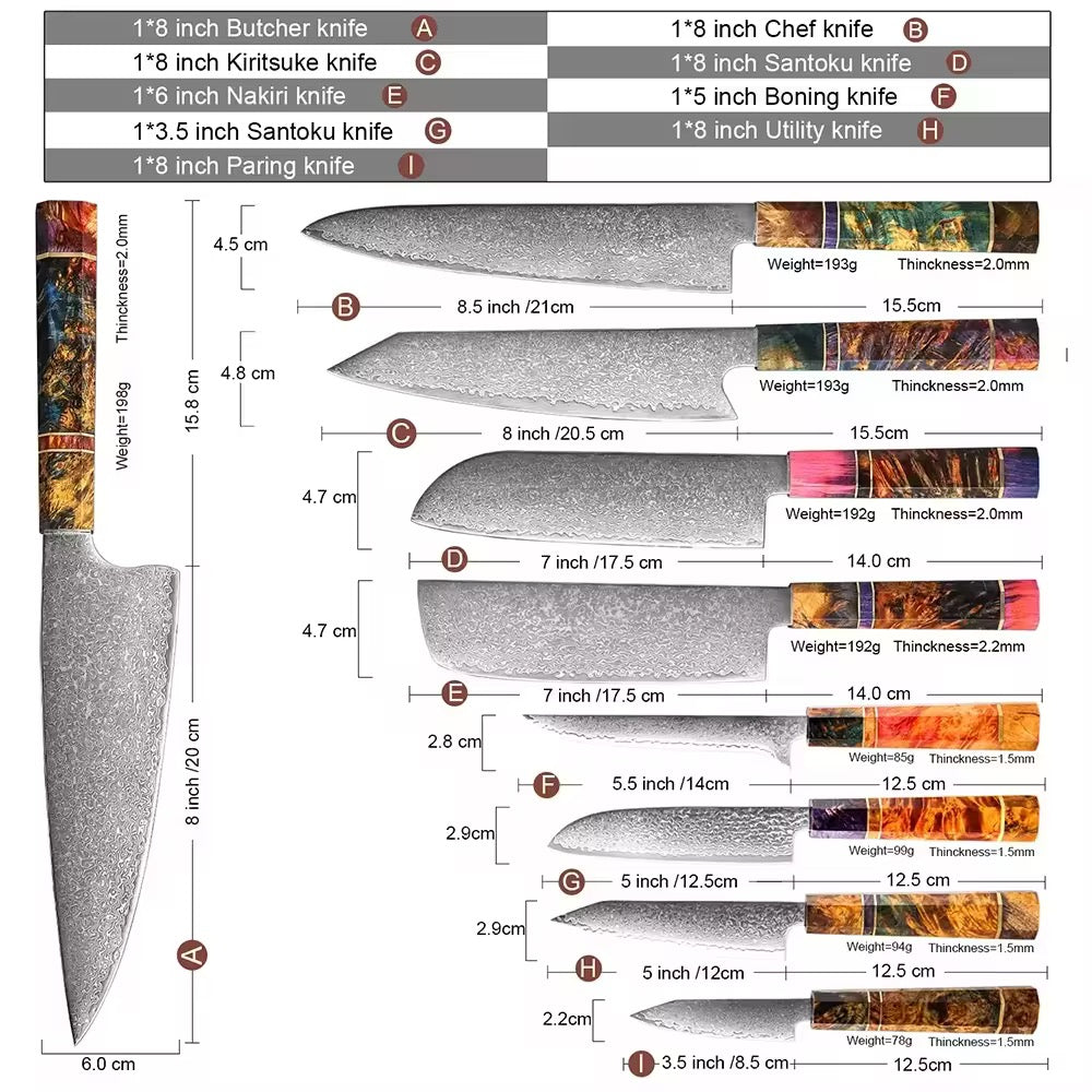 Nakiri Damascus knife VG10 super stainless steel