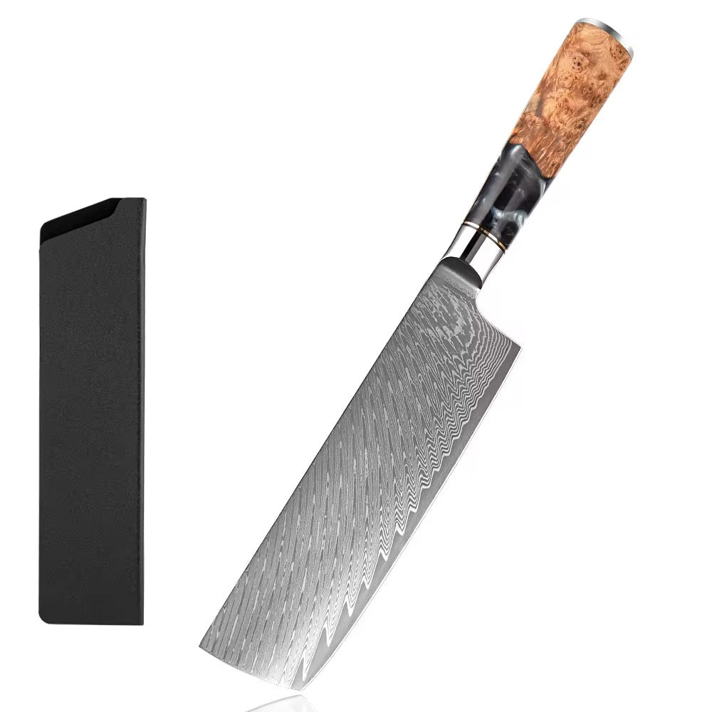 Damascus steel nakiri knife black