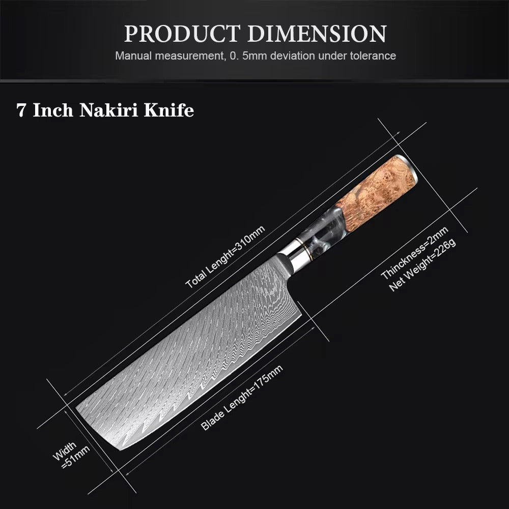 Damascus steel nakiri knife black