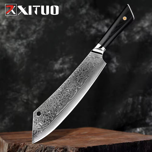 Damascus kitchen knife broadsword professional chef